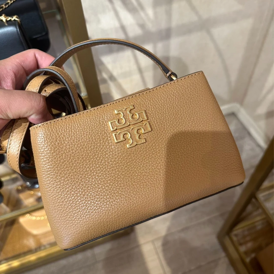 【预售】Tory Burch/汤丽柏琦Britten焦糖色牛皮戴妃斜跨包14357