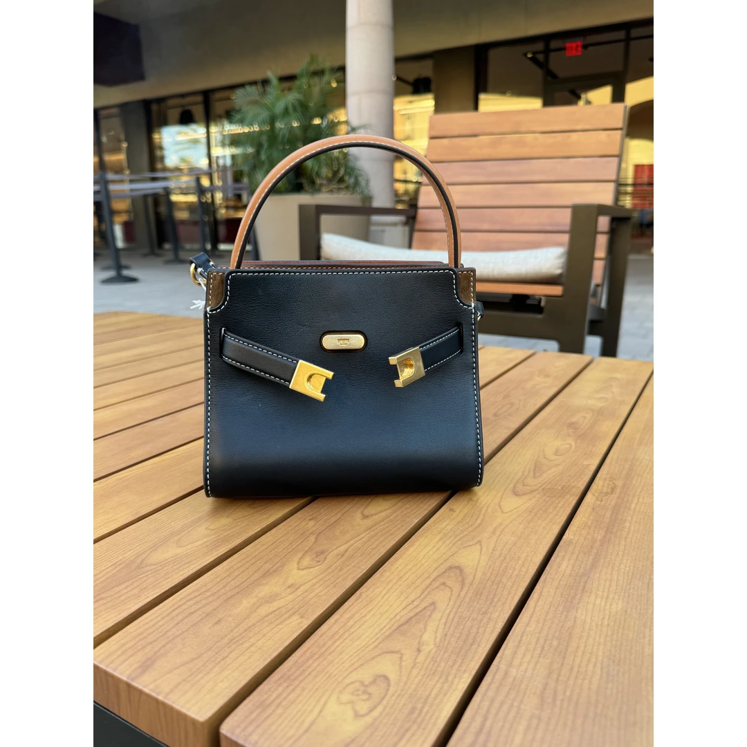 【预售】ToryBurch/汤丽柏琦专柜Double Lee黑色迷你单肩包75662