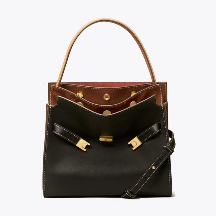 【预售】Tory Burch/汤丽柏琦专柜DOUBLE LEE黑色中号单肩包61302