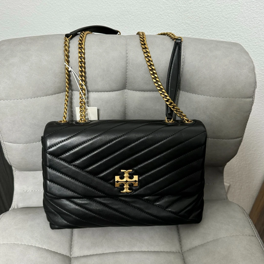 【预售】Tory Burch/汤丽柏琦专柜中号黑金Kira斜跨包90446