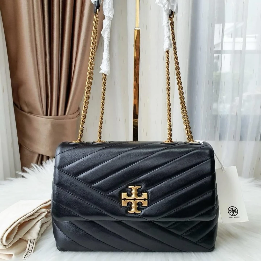 【预售】Tory Burch/汤丽柏琦专柜黑金Kira小号绗缝斜跨包90452