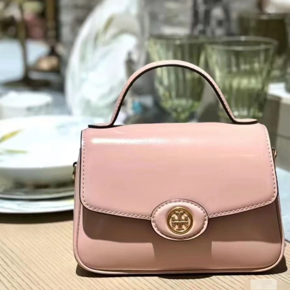 【预售】ToryBurch/汤丽柏琦专柜ROBINSON粉色翻盖手提包147467
