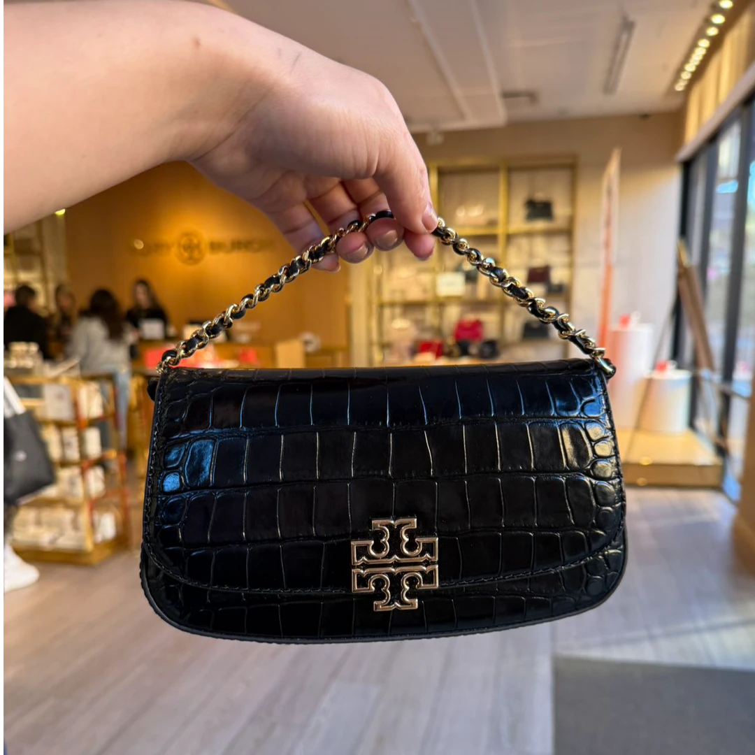 【预售】TORY BURCH/汤丽柏琦店内现采黑金鳄鱼压纹链条包141015