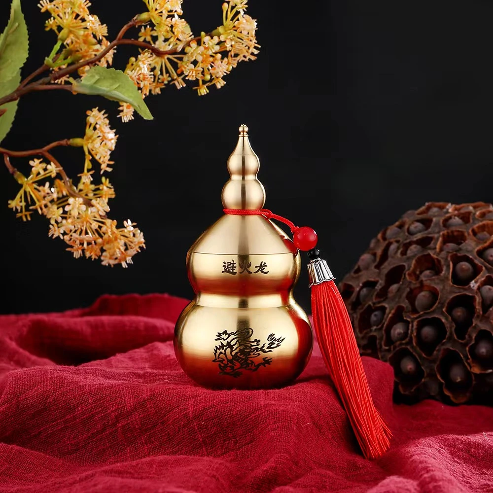 国潮黄铜辟火龙葫芦吉祥厨房摆件