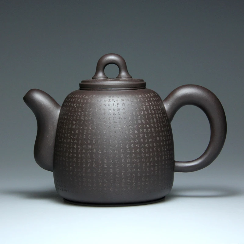 宜兴紫砂壶 实力派吴竹霞手工茶壶纯原矿老紫泥大容量760CC佛经壶