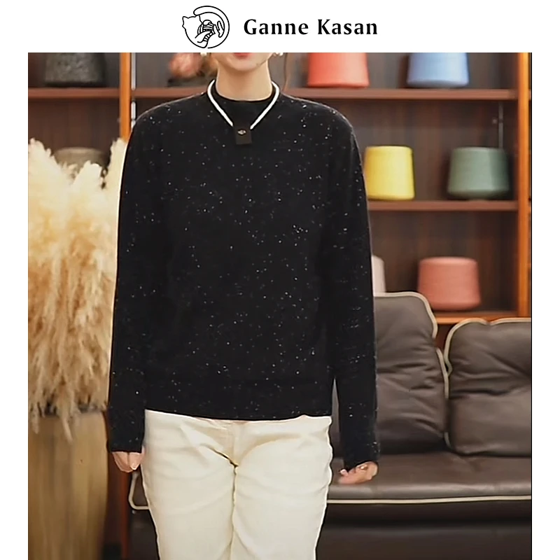 【ganne kasan/咖呐卡莎】纯羊绒时尚休闲轻奢半高领长袖针织衫