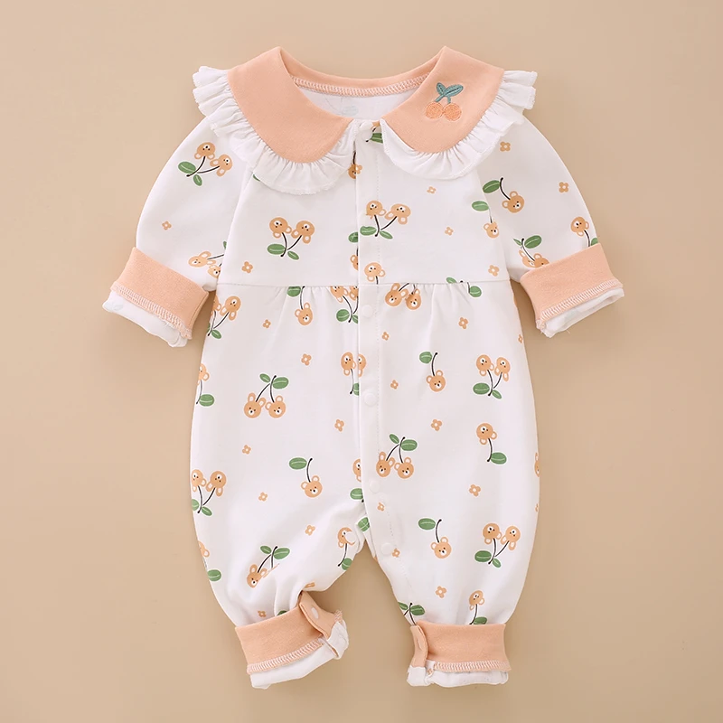 婴儿衣服春秋长袖洋气新生儿连体衣0-18个月宝宝开春衣服超萌炸街