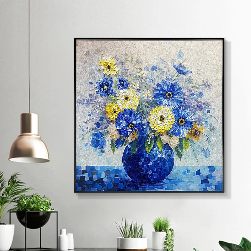 工砂岩画走廊过道客厅现代简铝合金边框单幅中国风油画花8080