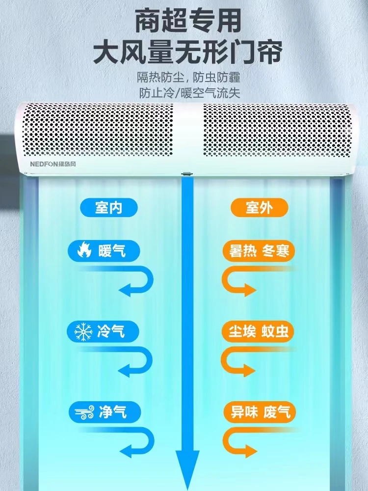 绿岛风风幕机商用静音2米门帘1.8米风匣1.5门头1.2门口0.9风帘机