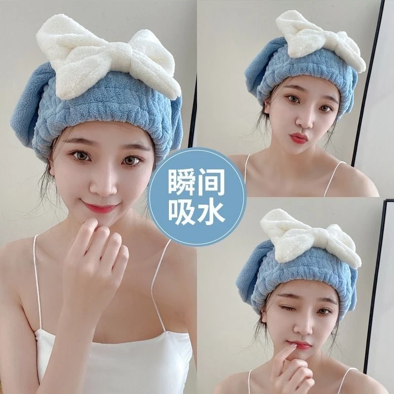 速干蝴蝶结干发帽吸水帽新款可爱干发巾洗头发浴帽女包头巾毛巾