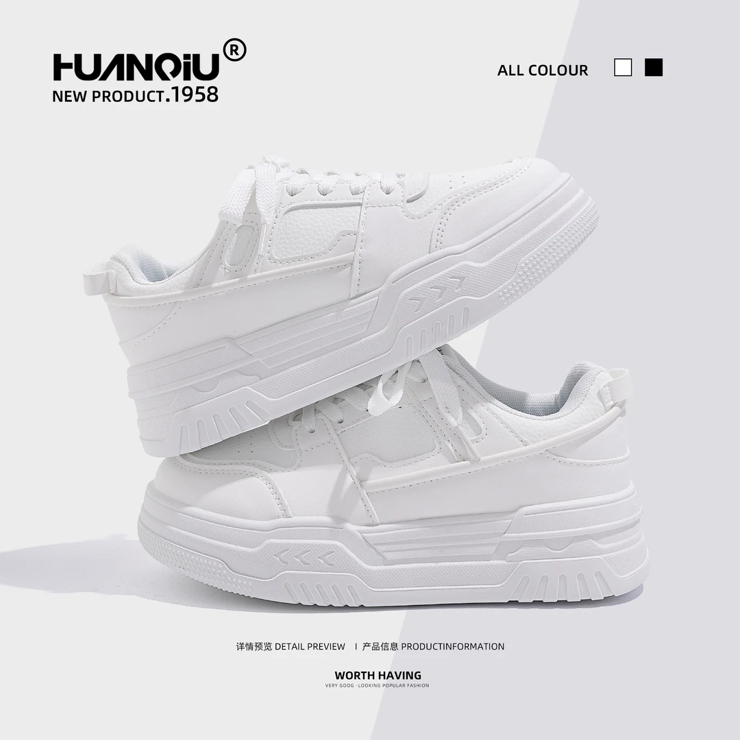 环球秋季新款2025小白鞋女百搭爆款低帮鞋子女休闲厚底增高板鞋