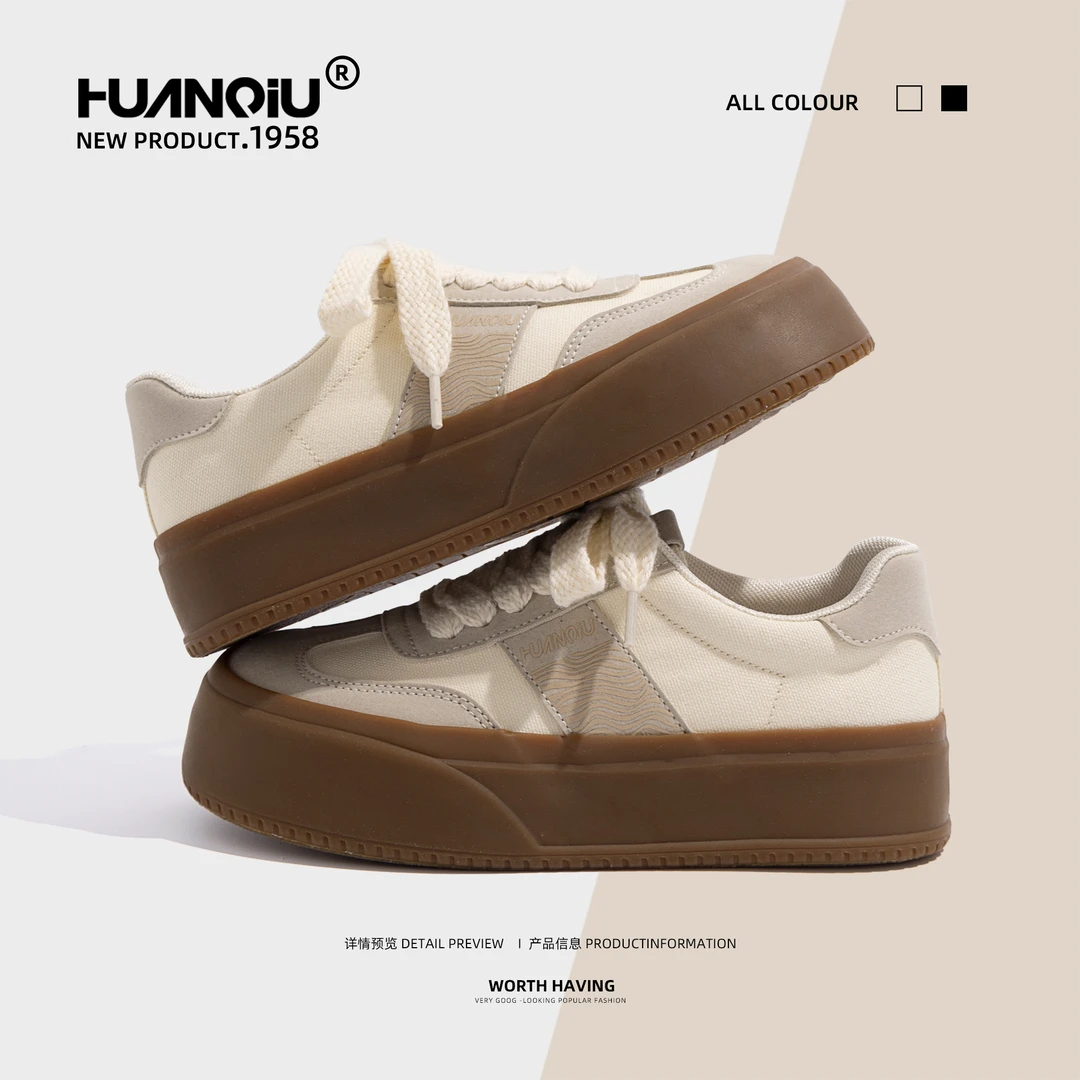 环球2025春季新款小众设计新款德训鞋女透气厚底增高轻便休闲板鞋