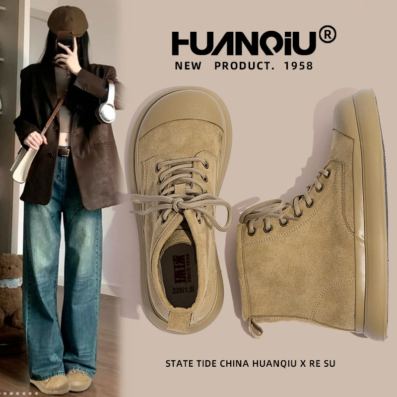 环球2025新款复古短靴春秋百搭时尚女款休闲英伦风户外经典马丁靴