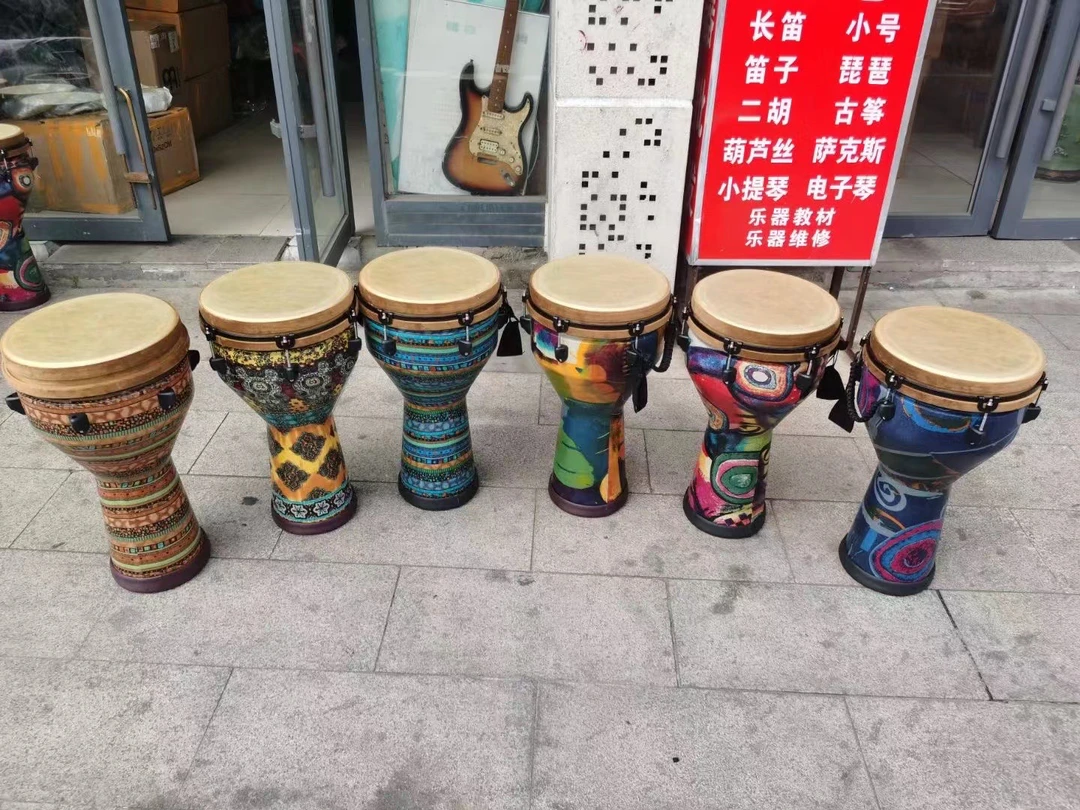 玛雅老陈指定款12寸仿兽皮非洲鼓 实木非洲鼓