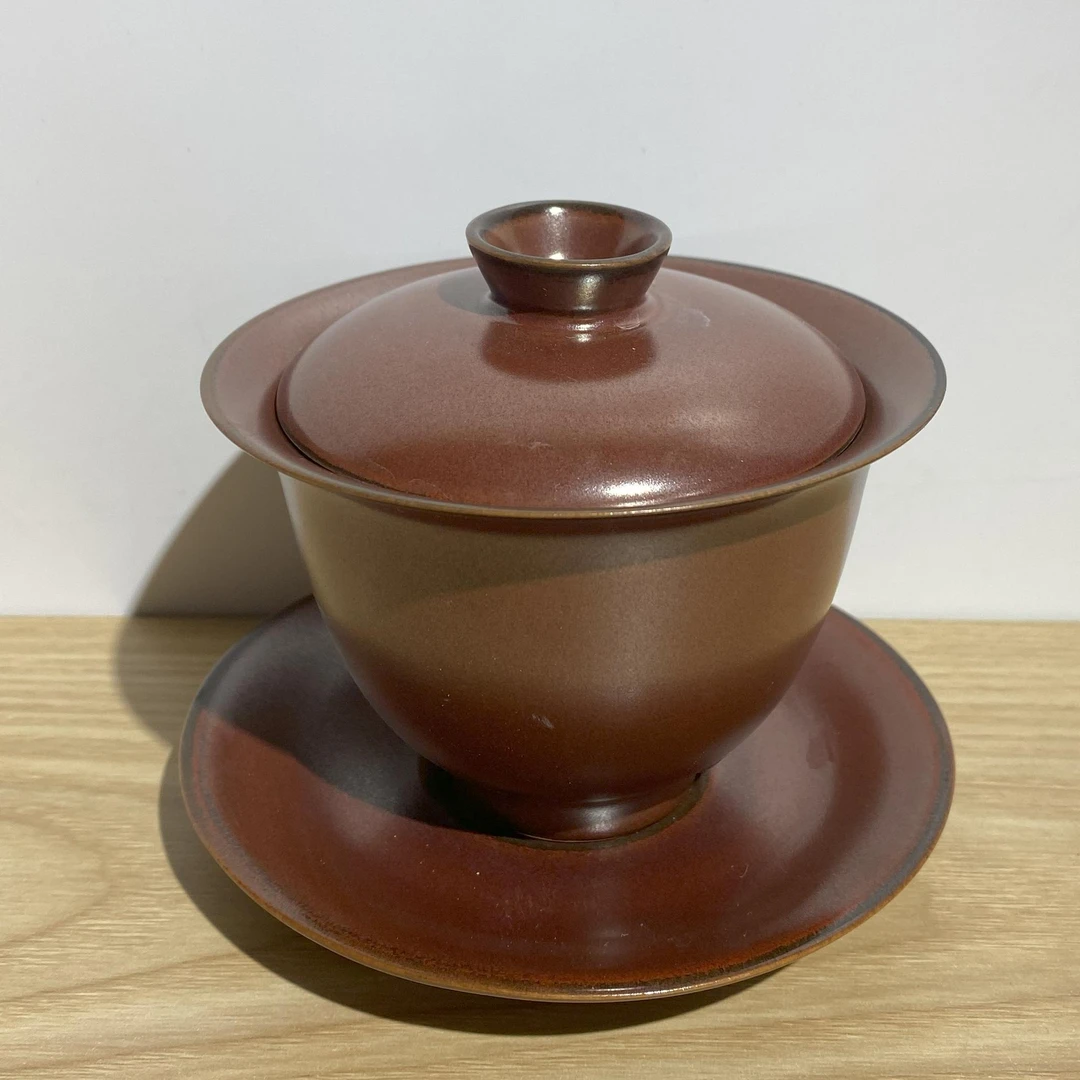 闻兮茶器活力复古柴烧三才盖碗高档陶瓷泡茶碗家用茶具泡茶碗