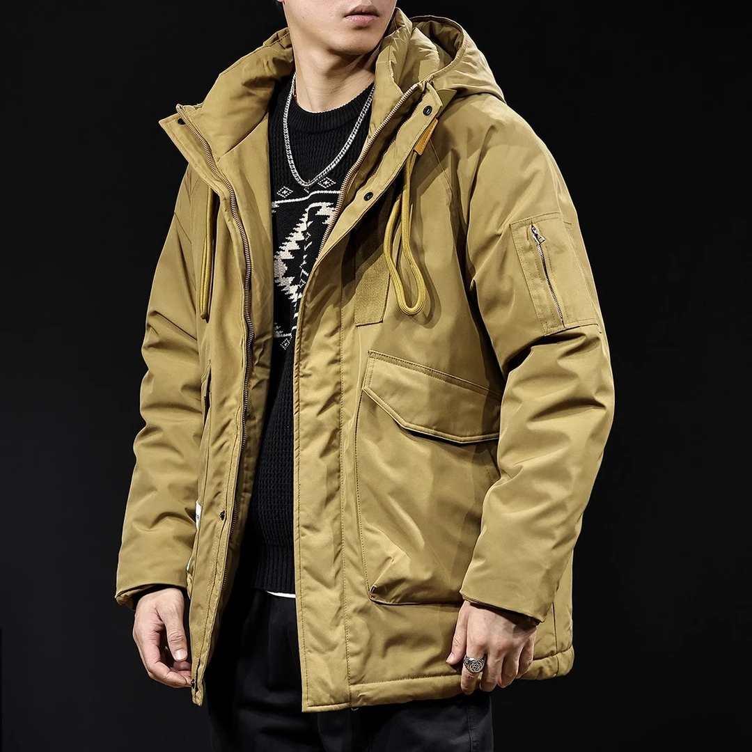 Cebrodz美式羽绒服男士冬季新款加厚保暖中长款连帽工装大码外套