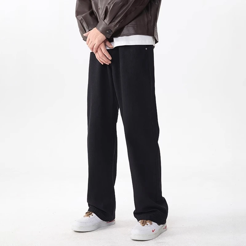 Cebrodz夏季黑色牛仔裤男2024新款直筒垂感阔腿拖地休闲裤子男士