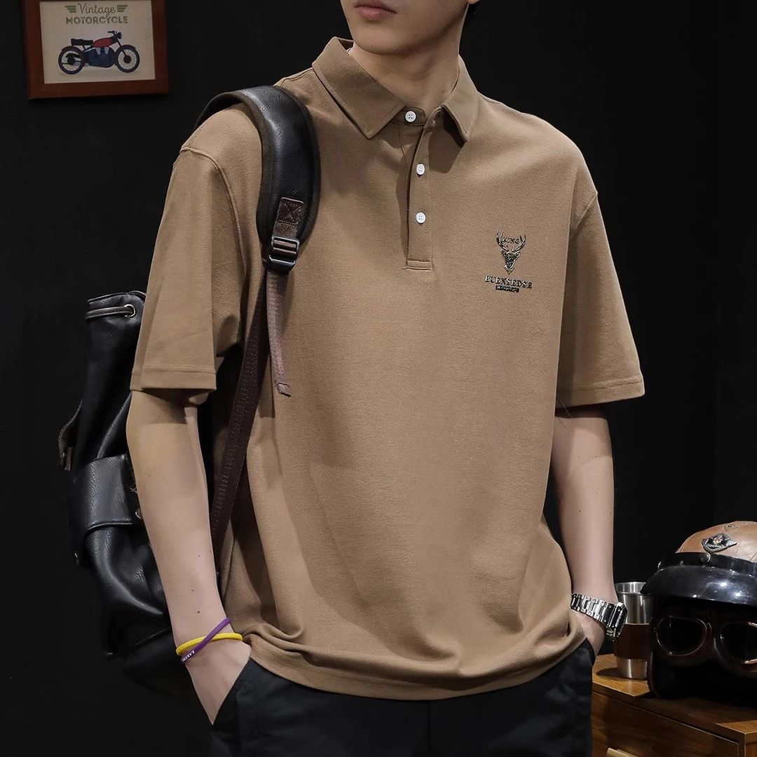 Cebrodz美式polo衫短袖t恤男士夏季宽松潮牌2024新款男款体恤男装