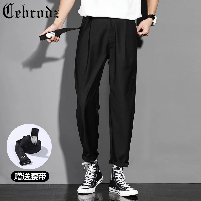 Cebrodz秋季休闲裤男宽松直筒小西裤垂感韩版潮流百搭西装裤长裤