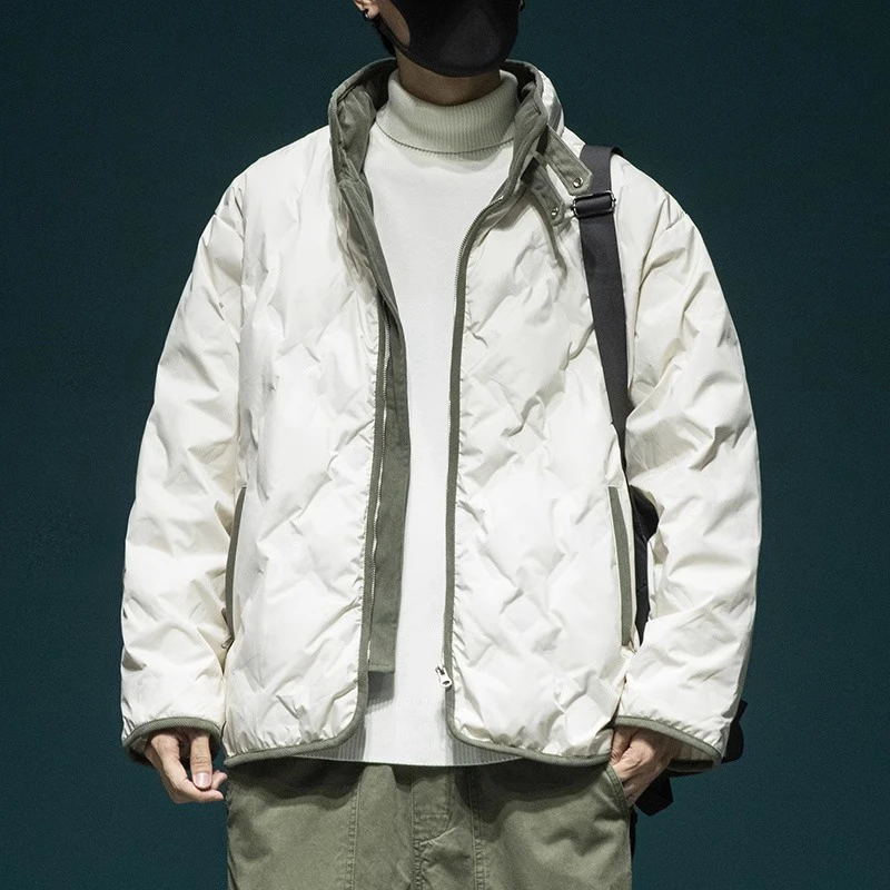 Cebrodz美式潮牌菱格压花白鸭绒羽绒服男冬季宽松保暖外套防寒服