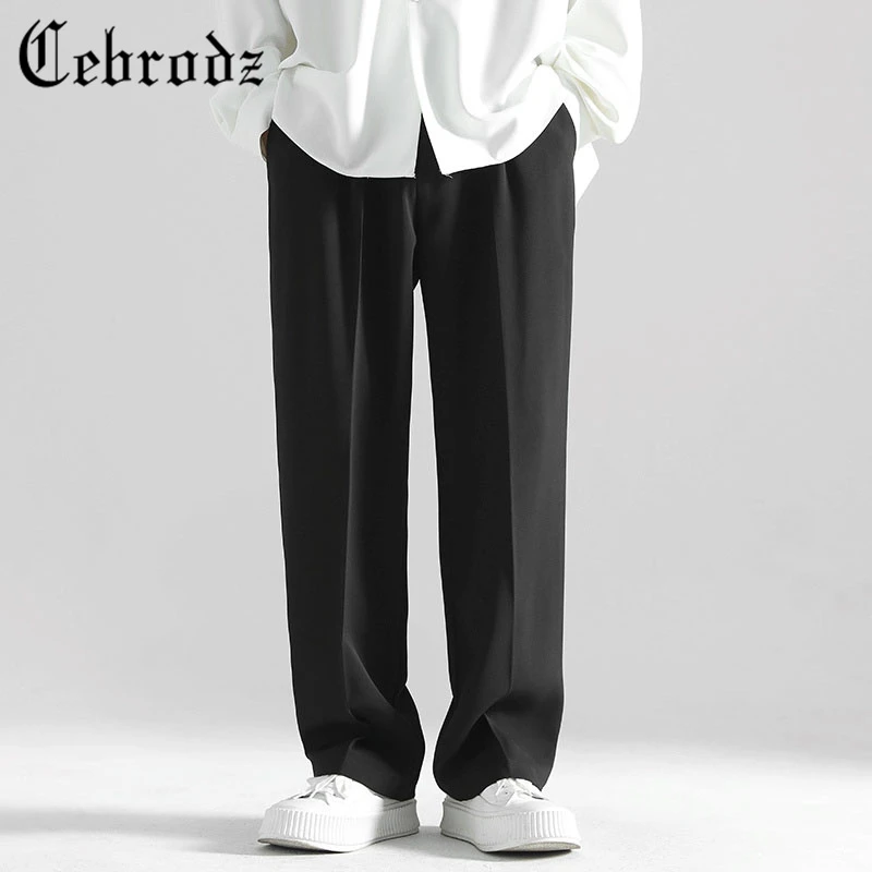 Cebrodz裤子男夏季薄款直筒宽松休闲男士长裤潮流速干垂感阔腿裤