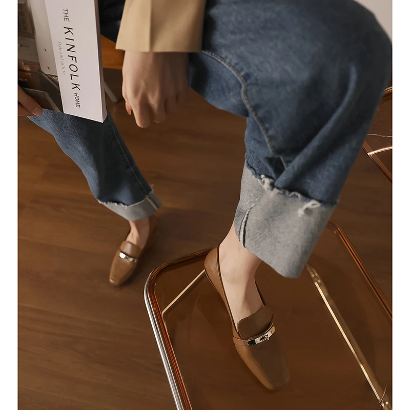 半坊手工女鞋|33-41码|2cm春秋平底方头软底四季百搭方跟浅口单鞋