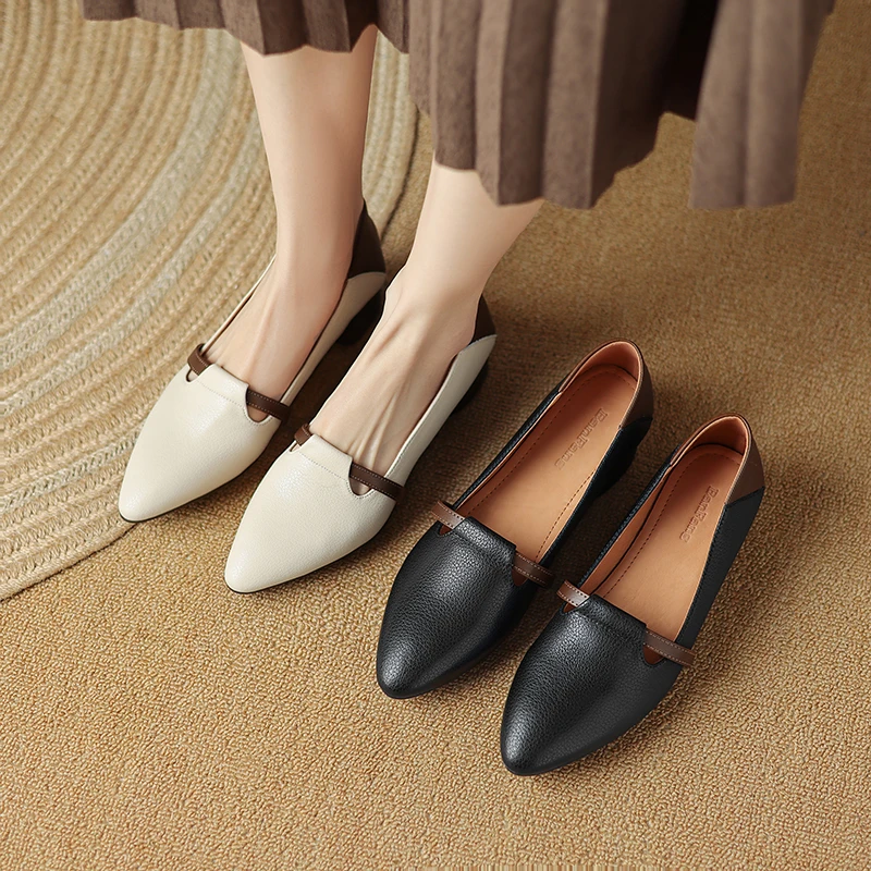 断码青沧断码清|35-40|3.0cm|春秋法式复古尖头浅口真皮透气单鞋