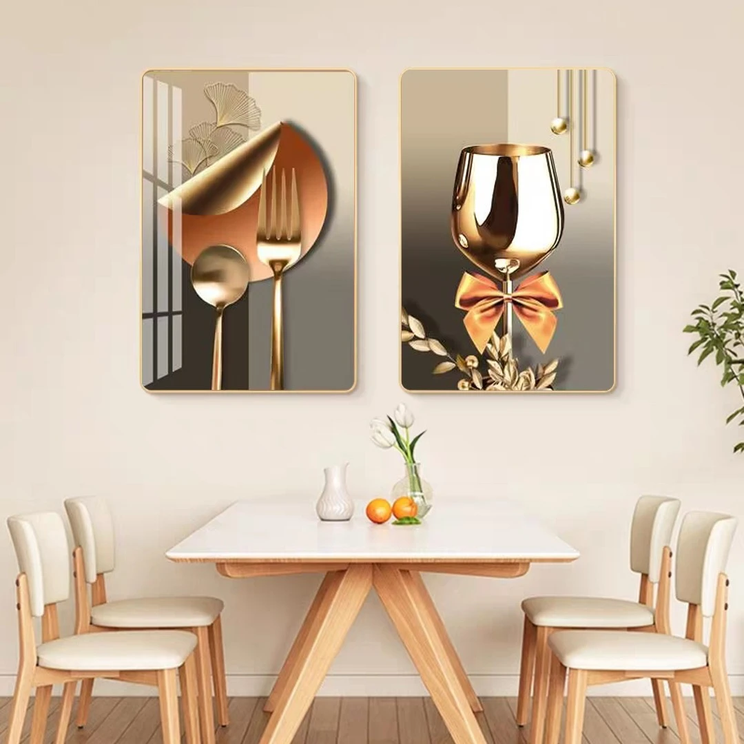 艺潮A011酒杯餐厅双联装饰画餐厅景墙挂画厨房餐桌背景挂画JL4
