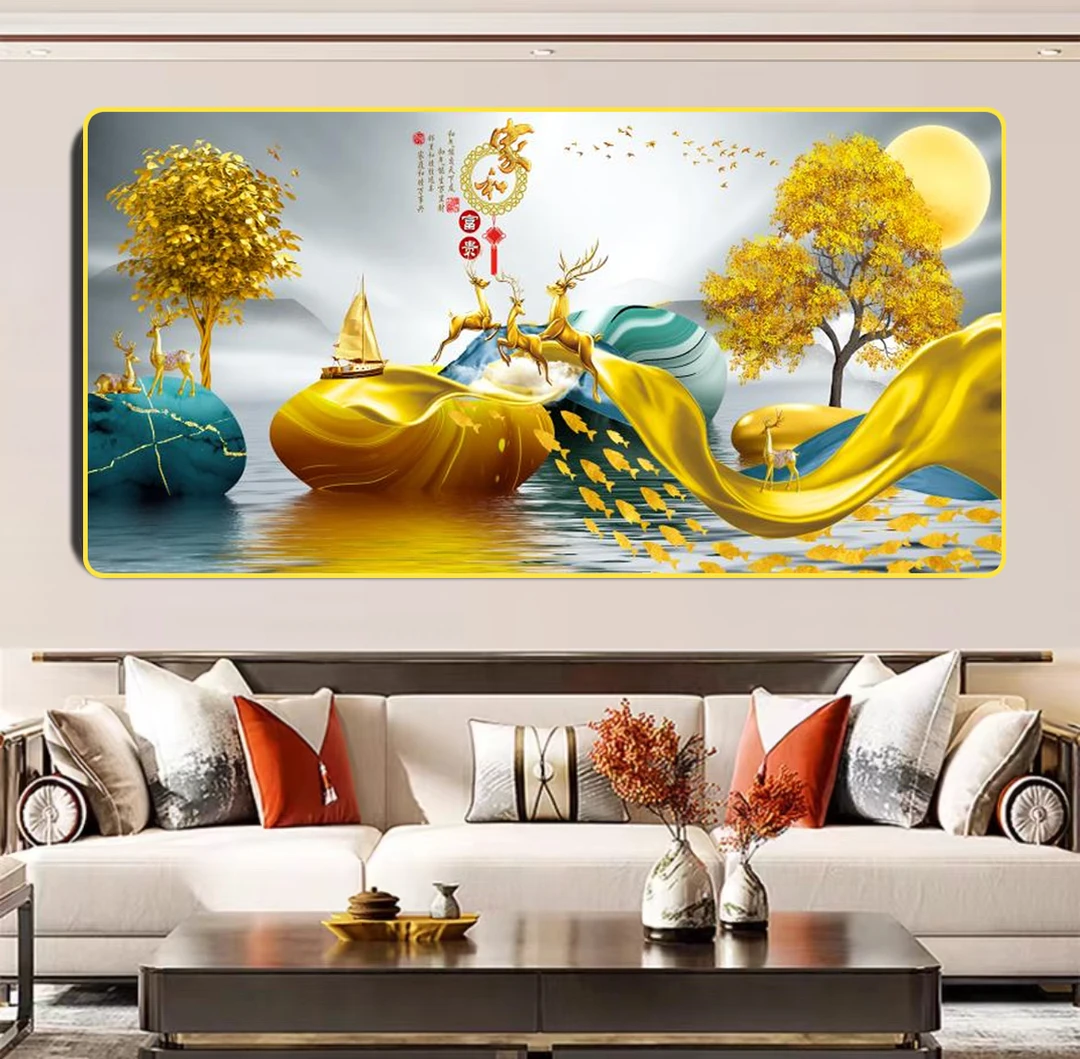CL-051家和富贵山水横版客厅装饰画书房茶室客厅大气办公室捡漏6