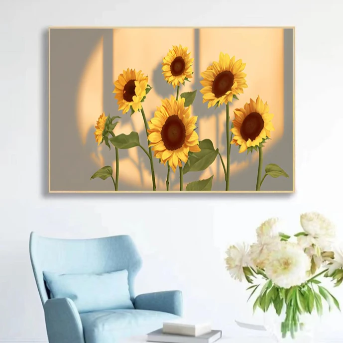艺潮Z06向日葵横版沙发背景墙挂画餐厅装饰画客厅沙发挂画FL