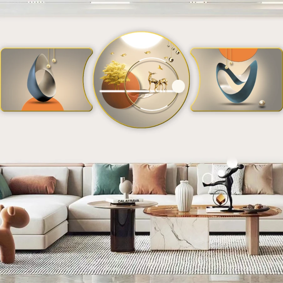 K098珠联璧合异形沙发墙装饰画沙发背景墙客厅三联画时髦好物义乌