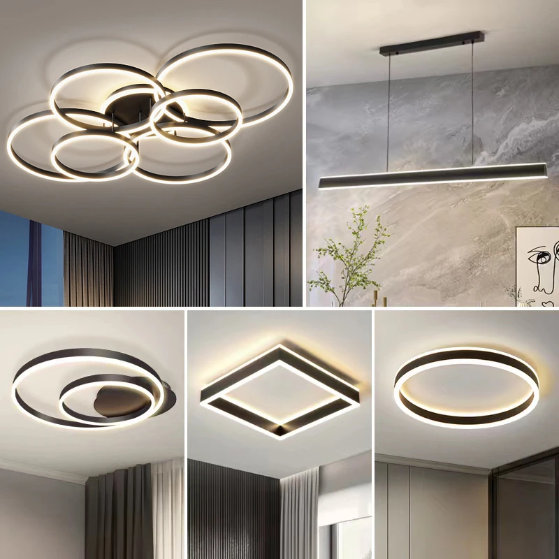 现代简约黑白灰铝材吸顶灯创意大气三室两厅客厅灯温馨大气卧室灯