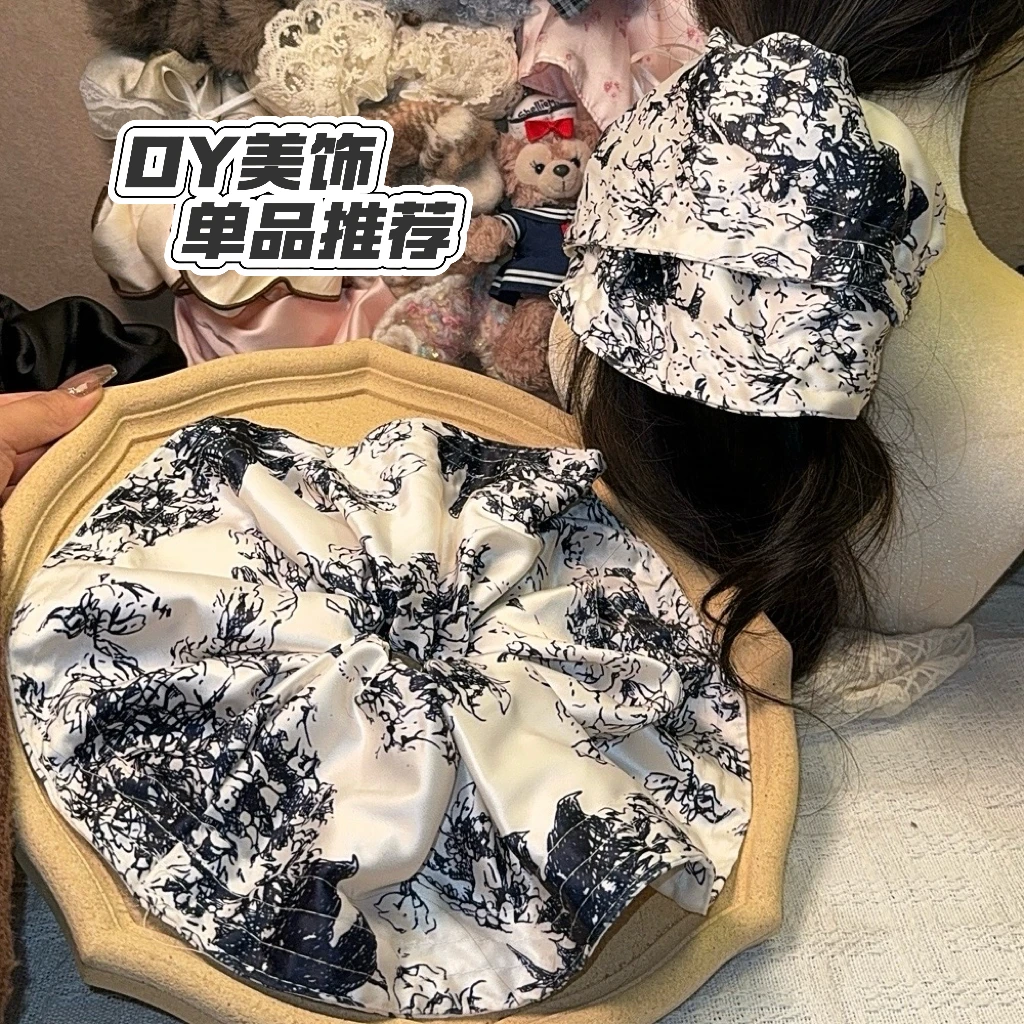 直径30cm超大氛围感法式复古气质公主落难发圈大肠发饰缎面头花