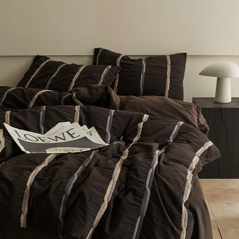复古高级感丨床上四件套全棉纯棉床单被套简约条纹复古四季床品
