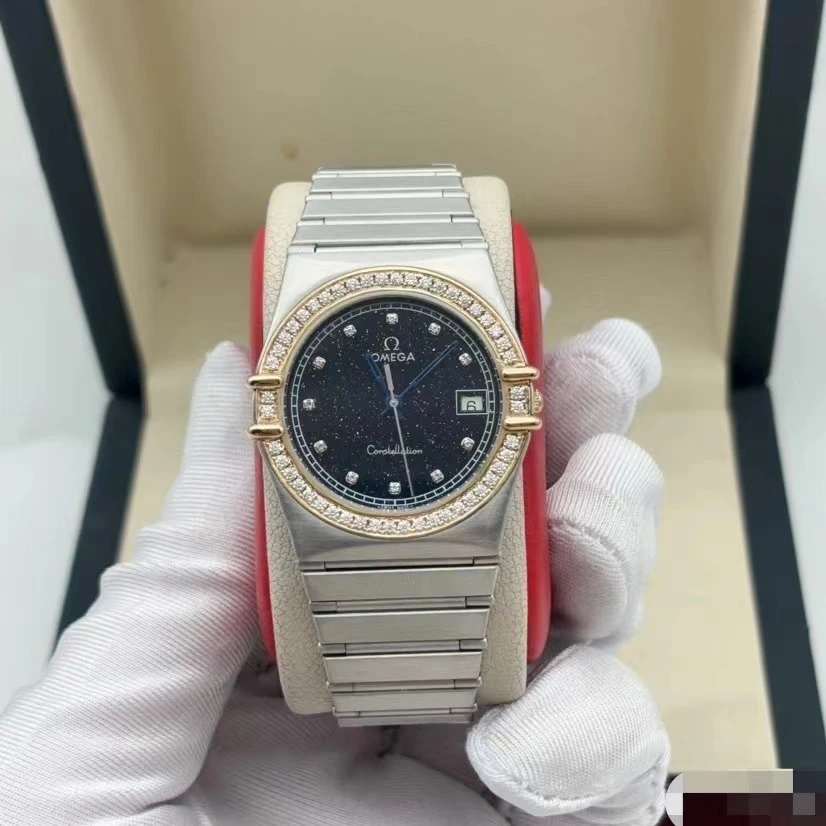 95新 Omega/欧米茄 32.5mm 星座后配星空盘后镶钻欧米茄石英女士