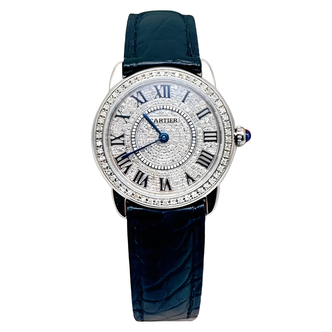 95新 Cartier/卡地亚 29.5盘 卡地亚 伦敦后镶钻时尚石英女士腕表