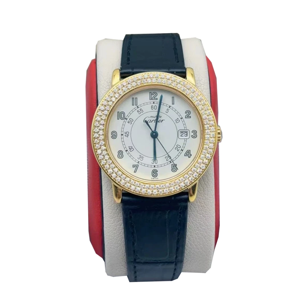 95新 Cartier/卡地亚 32.5盘 卡地亚 后镶钻石英女士腕表时尚手表