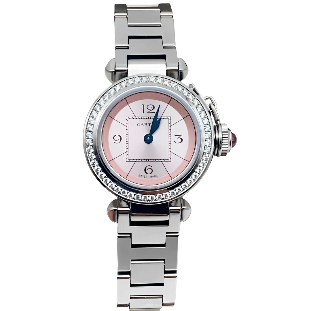 95新 Cartier/卡地亚 27mm 卡地亚帕莎 优雅后镶钻石英女士腕表