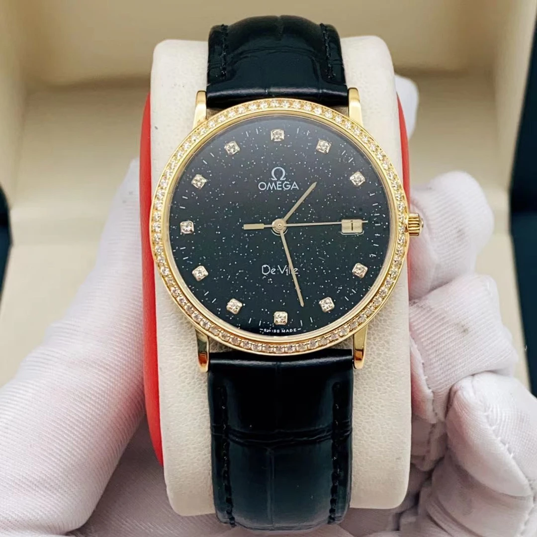 95新 Omega/欧米茄 32.5mm欧米茄碟飞后配星空盘后镶钻石英女士表