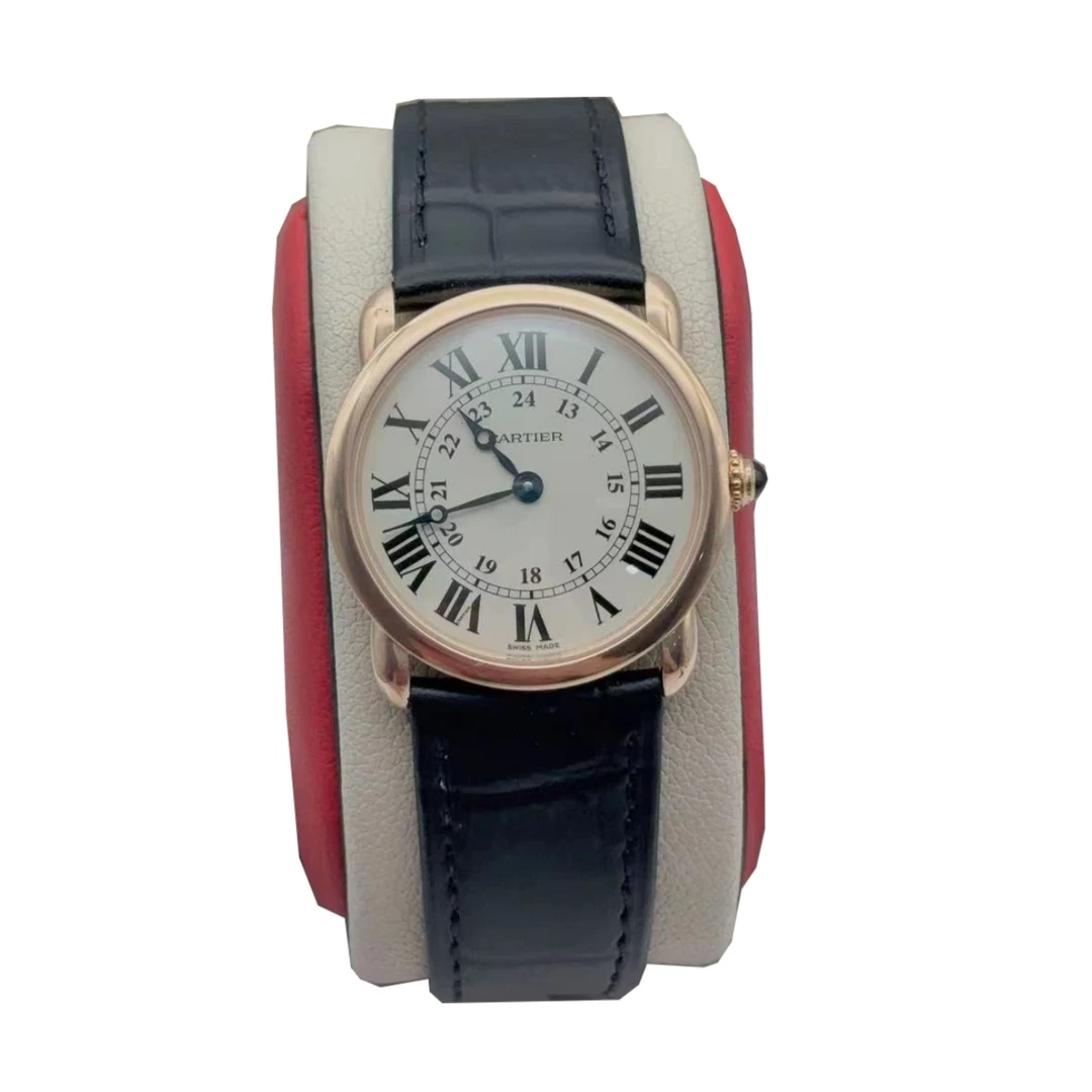 95新 Cartier/卡地亚 29mm 卡地亚伦敦 宝玑针18k玫瑰金石英女表