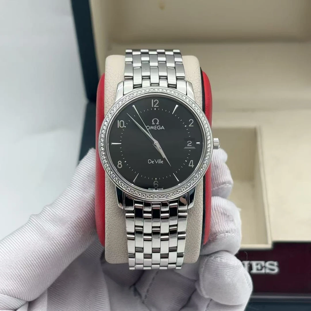 95新 Omega/欧米茄 34.5mm 欧米茄碟飞后镶钻石英中性表