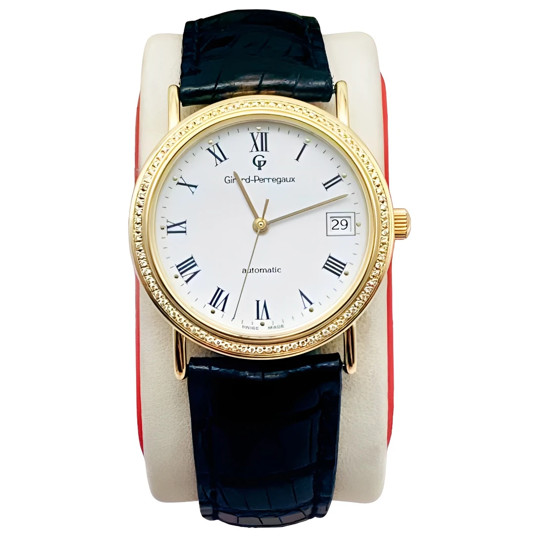 95新 Girard- Perregaux/芝柏表 34mm 18K金后镶钻自动机械中性表