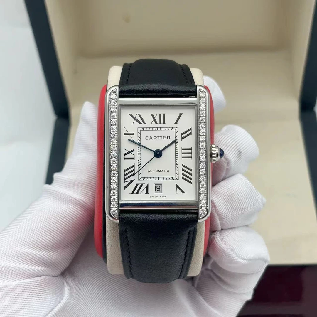 95新 Cartier/卡地亚 31*40.5mm卡地亚 坦克后镶钻自动机械男女士