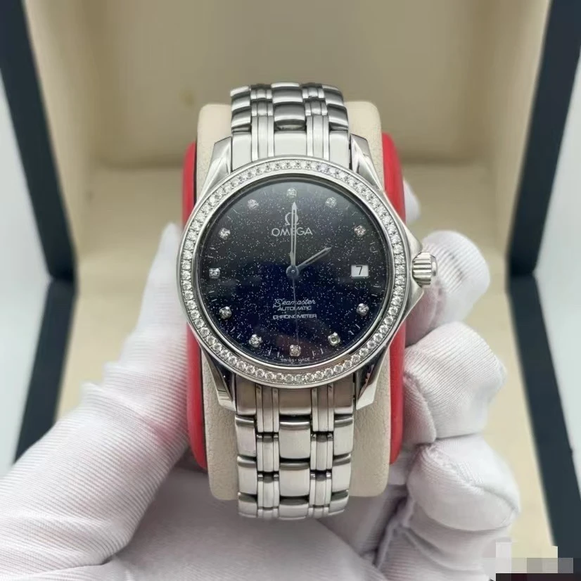 95新 Omega/欧米茄 36.5mm海马后配星空盘后镶钻防水自动机械男女