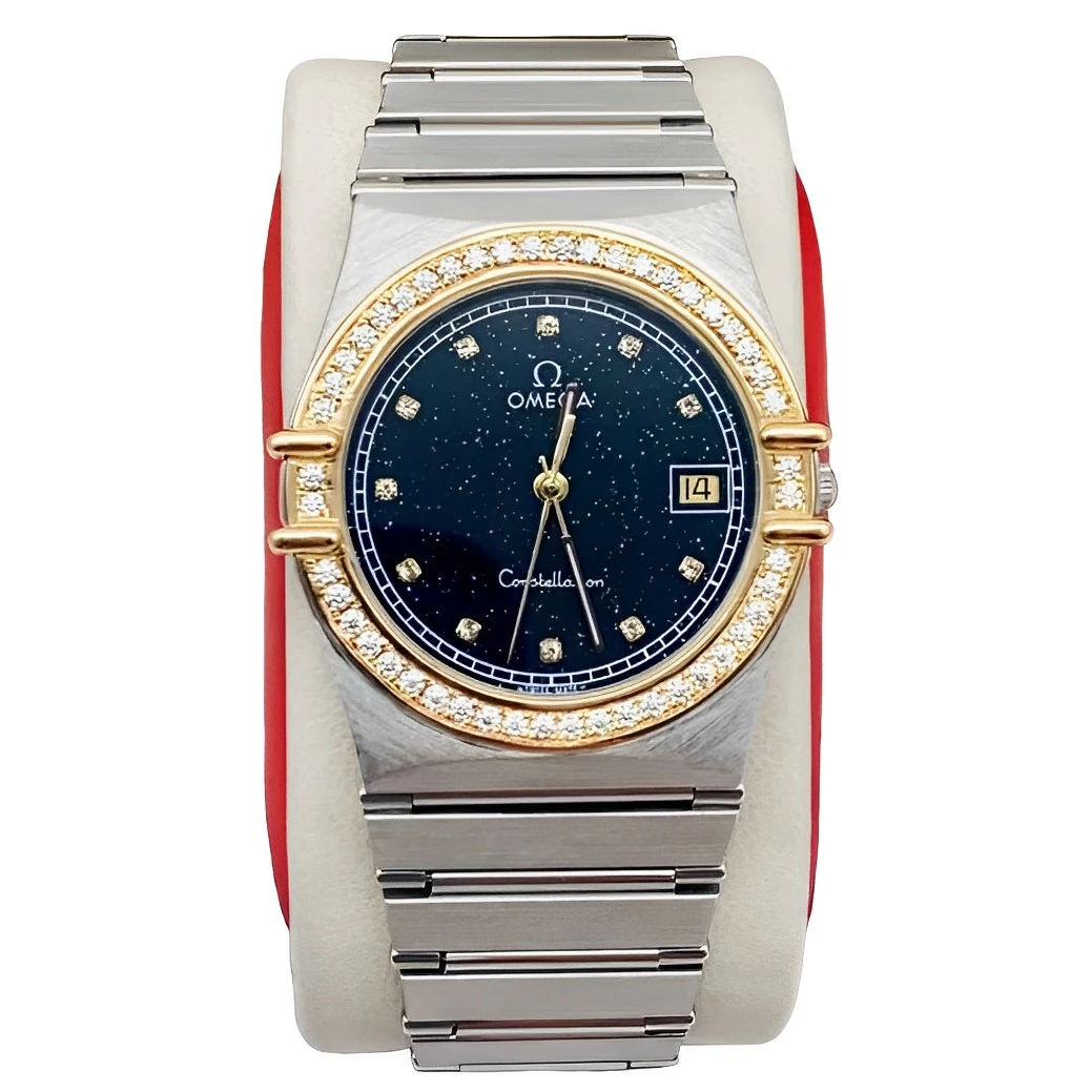 95新 Omega/欧米茄 32.5mm 星座后配星空盘后镶钻欧米茄石英女士