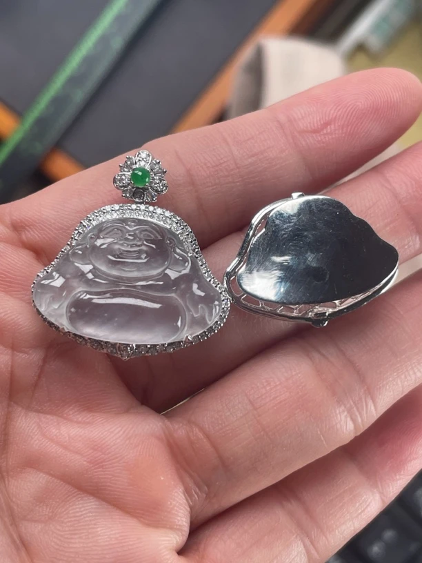 18k金重金豪镶白冰佛公