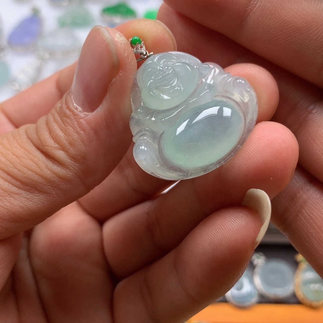 翡翠吊坠(不含链)18K金镶嵌