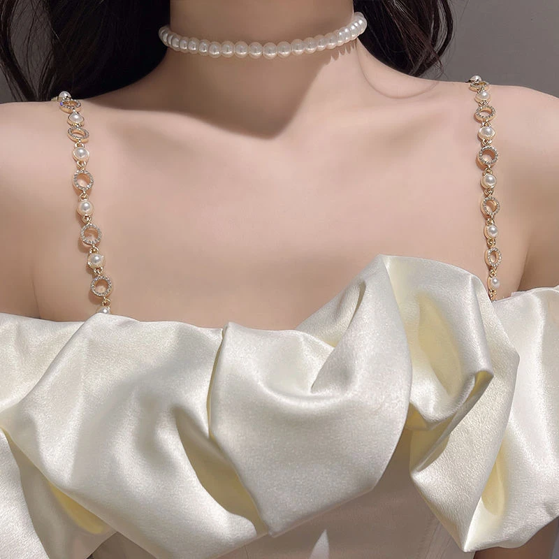 内衣肩带文胸链条配饰夏替换链子闪亮胸罩带子调节带伴娘服内衣肩