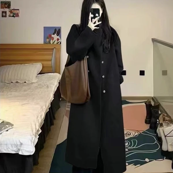 【日耳曼】双面羊毛大衣中长款高级百搭毛呢韩剧女主外套小个子显高