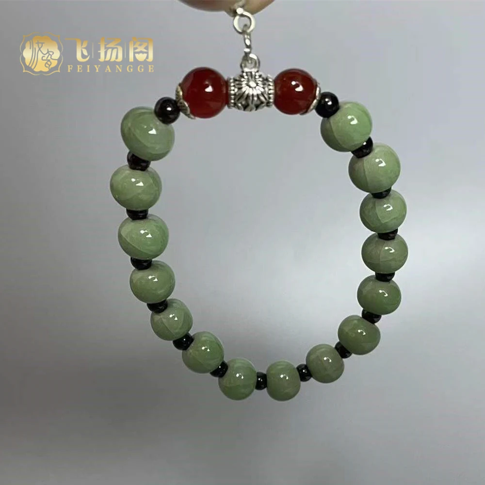 【陶瓷手串】汝瓷天青/豆绿釉女士开片 当代汝窑 手工 手串 飞扬阁